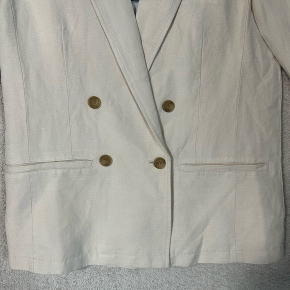 Lands End Women's Linen Double Breasted Blazer Size 4. Career Casual Preppy - Picture 3 of 10